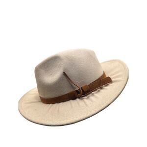 It's Cozy Ivory White Woven Fedora Safari Sun Hat with Chin Strap
